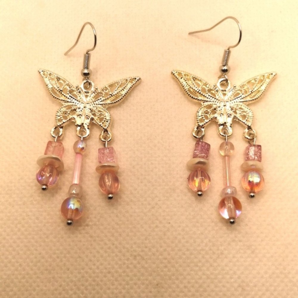 Butterfly drop earrings